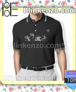 Dior With Animals Luxury Brand Black Embroidered Polo Shirts
