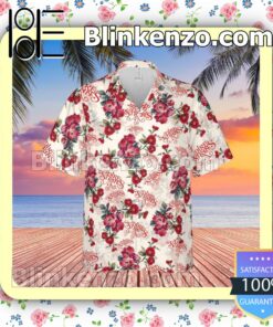 Dire Straits Rock Band Floral Pattern White Summer Hawaiian Shirt, Mens Shorts