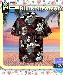 Dire Straits Rock Band Tropical Forest Black Summer Hawaiian Shirt, Mens Shorts