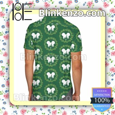 Disney Castle Christmas Wreath Mickey Mouse Green Summer Hawaiian Shirt, Mens Shorts a