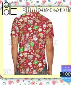 Disney Christmas Snack Cartoon Graphics Red Summer Hawaiian Shirt, Mens Shorts a