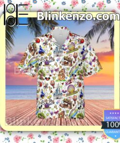 Disney Park Cartoon Graphics Summer Hawaiian Shirt, Mens Shorts