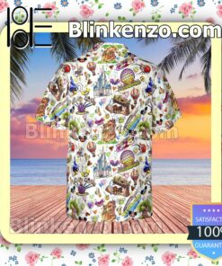 Disney Park Cartoon Graphics Summer Hawaiian Shirt, Mens Shorts a