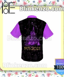 Disney Villains 50th Anniversary Glitter Disney Castle Black Purple Summer Hawaiian Shirt, Mens Shorts a