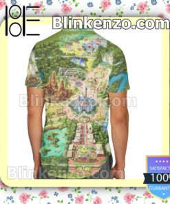 Disneyland Colorful Map Disney Cartoon Graphics Summer Hawaiian Shirt, Mens Shorts a
