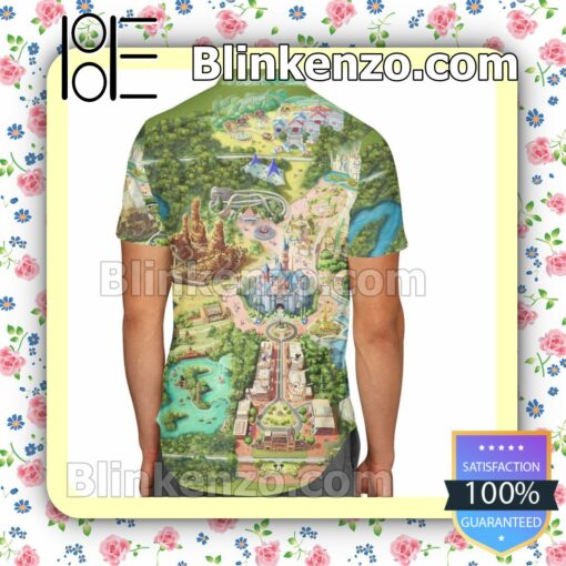 Disneyland Colorful Map Disney Cartoon Graphics Summer Hawaiian Shirt, Mens Shorts a