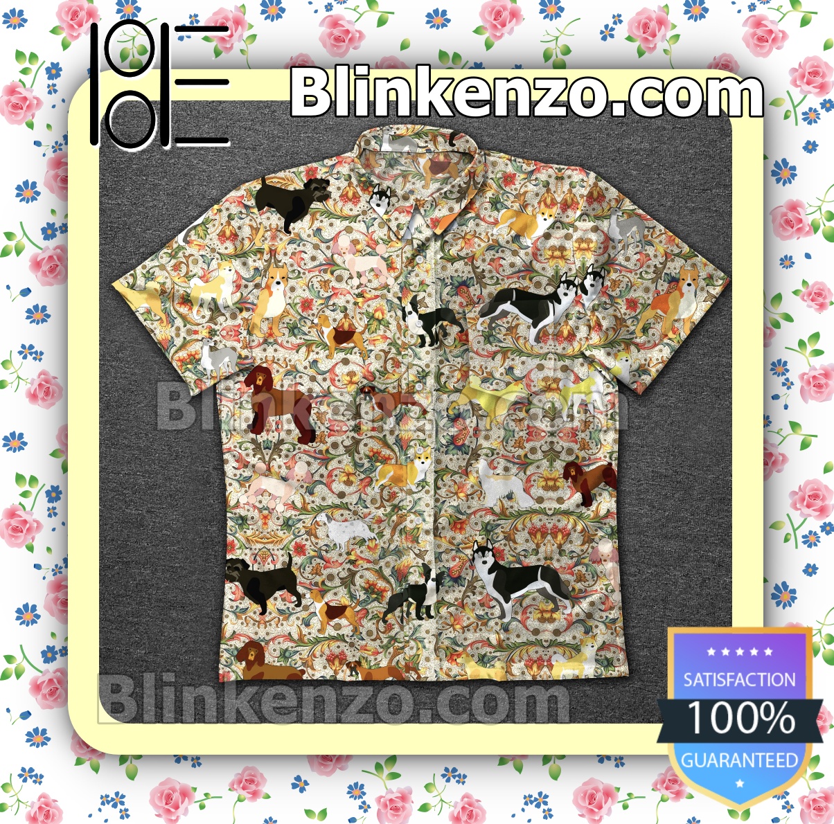 Great Dogs Icon Flower Pattern Summer Shirts