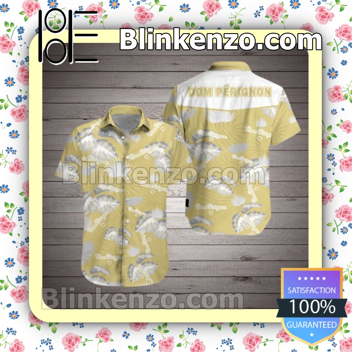 Real Dom Perignon Tropical Leaf Yellow Summer Shirts