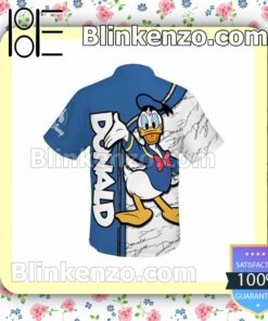 Donald Duck Blue White Stripes Disney Summer Hawaiian Shirt, Mens Shorts a