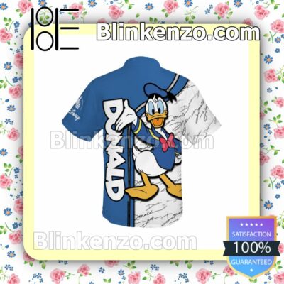 Donald Duck Blue White Stripes Disney Summer Hawaiian Shirt, Mens Shorts a