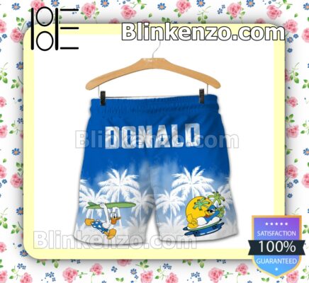 Donald Duck Costume Disney Blue White Summer Hawaiian Shirt b