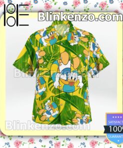 Donald Duck Green Leaf Yellow Summer Shirts b