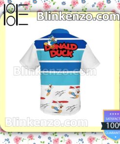 Donald Duck Surfing Disney Cartoon Graphics White Blue Summer Hawaiian Shirt b