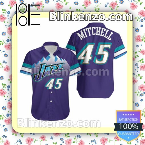 Donovan Mitchell 45 Utah Jazz Purple Jersey Inspired Style Summer Shirt