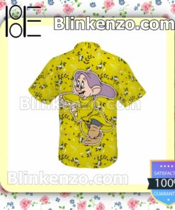 Dopey Dwarf Snow White Disney Cartoon Graphics Floral Pattern Summer Hawaiian Shirt, Mens Shorts a