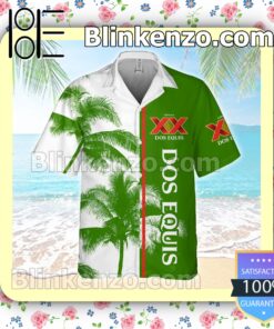 Dos Equis Palm Tree White Green Summer Hawaiian Shirt a