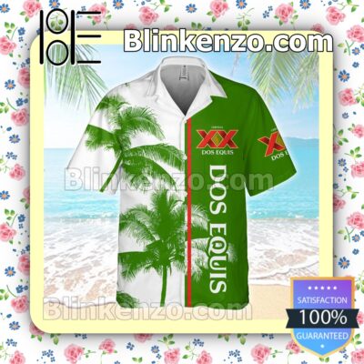 Dos Equis Palm Tree White Green Summer Hawaiian Shirt a