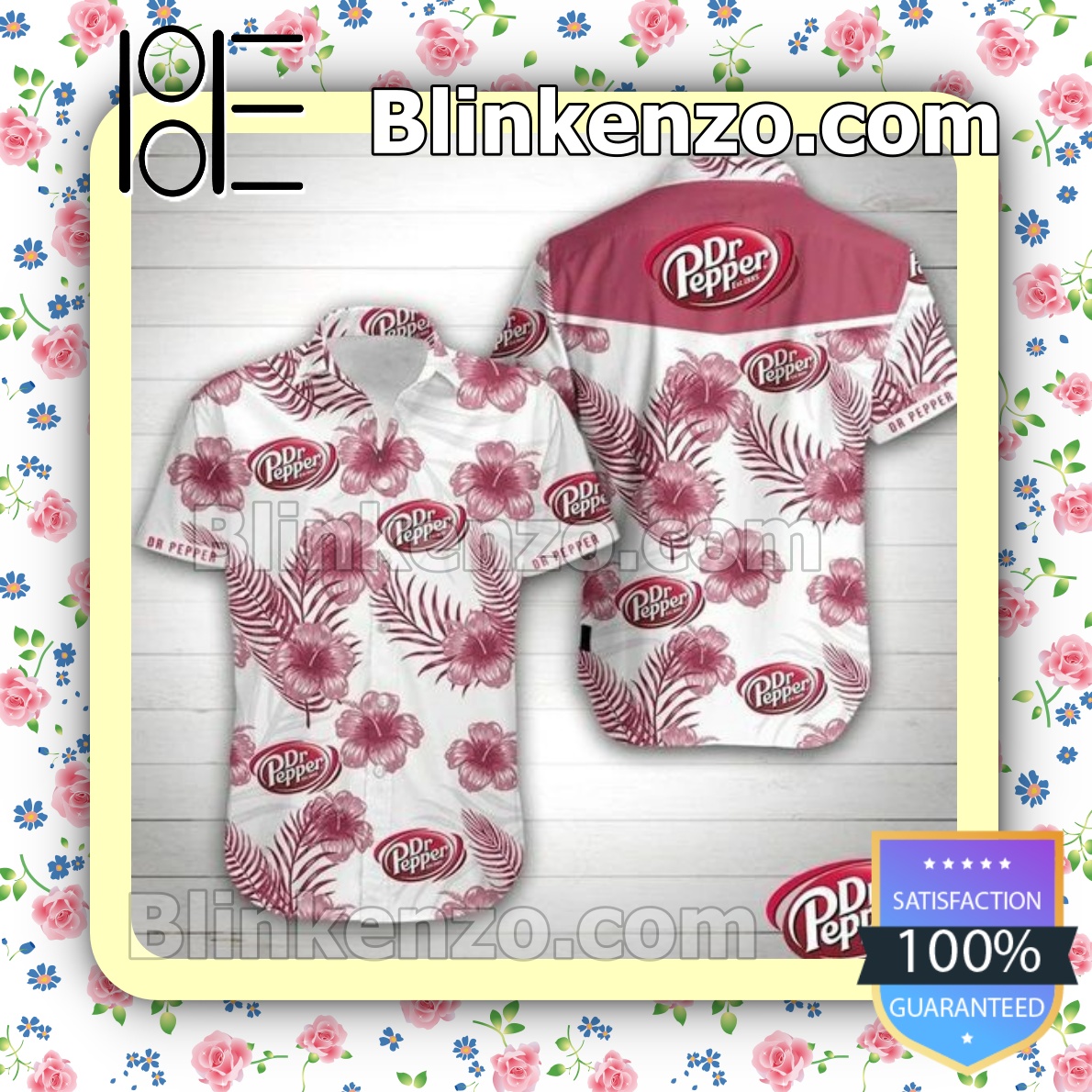 Official Dr Pepper Pink Hibiscus White Summer Shirts