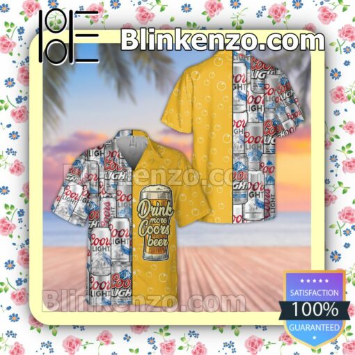 Drink More Coors Light Beer Summer Hawaiian Shirt, Mens Shorts