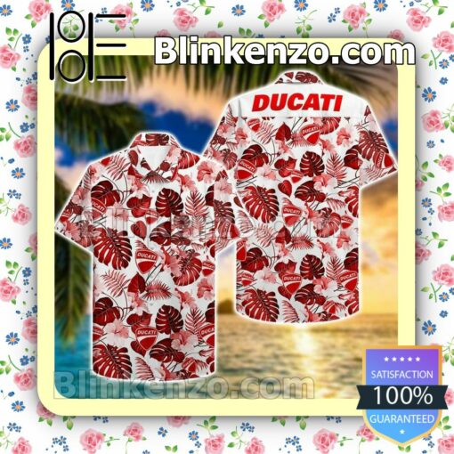Ducati Red Tropical Pattern Summer Shirts