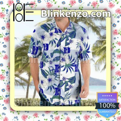 Duke Blue Devils Flowery  Summer Hawaiian Shirt, Mens Shorts a