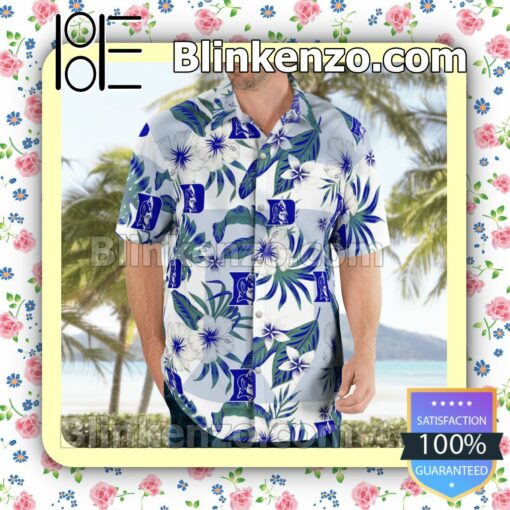 Duke Blue Devils Flowery  Summer Hawaiian Shirt, Mens Shorts a