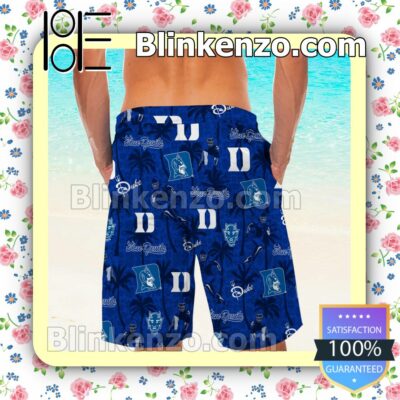 Duke Blue Devils Tropical Coconut Tree Mens Shirt, Swim Trunk a