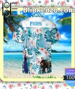 Elsa Anna Frozen Disney Cartoon Graphics Tropical Forest Summer Hawaiian Shirt, Mens Shorts a