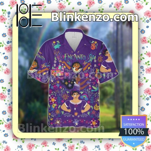 Encanto Women Disney Paisley Pattern Purple Summer Hawaiian Shirt, Mens Shorts