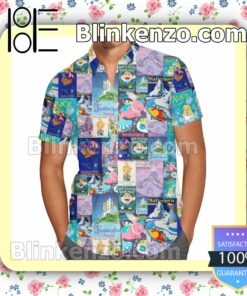 Fantasyland Disney Cartoon Graphics Summer Hawaiian Shirt, Mens Shorts