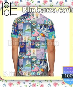 Fantasyland Disney Cartoon Graphics Summer Hawaiian Shirt, Mens Shorts a