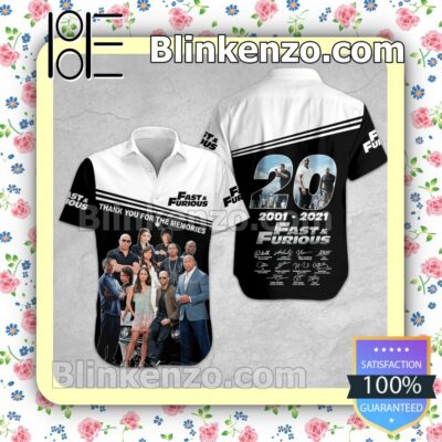 Fast & Furious 20Th 2001 2021 Thank You For Memories Signatures Black Summer Hawaiian Shirt, Mens Shorts