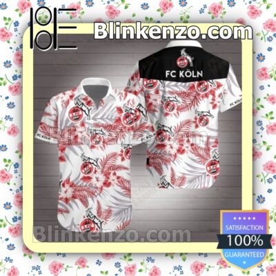 Fc Koln Red Tropical Floral White Summer Shirts