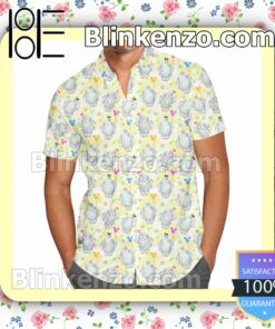 Festive Baymax Disney Cartoon Graphics Yellow Summer Hawaiian Shirt, Mens Shorts