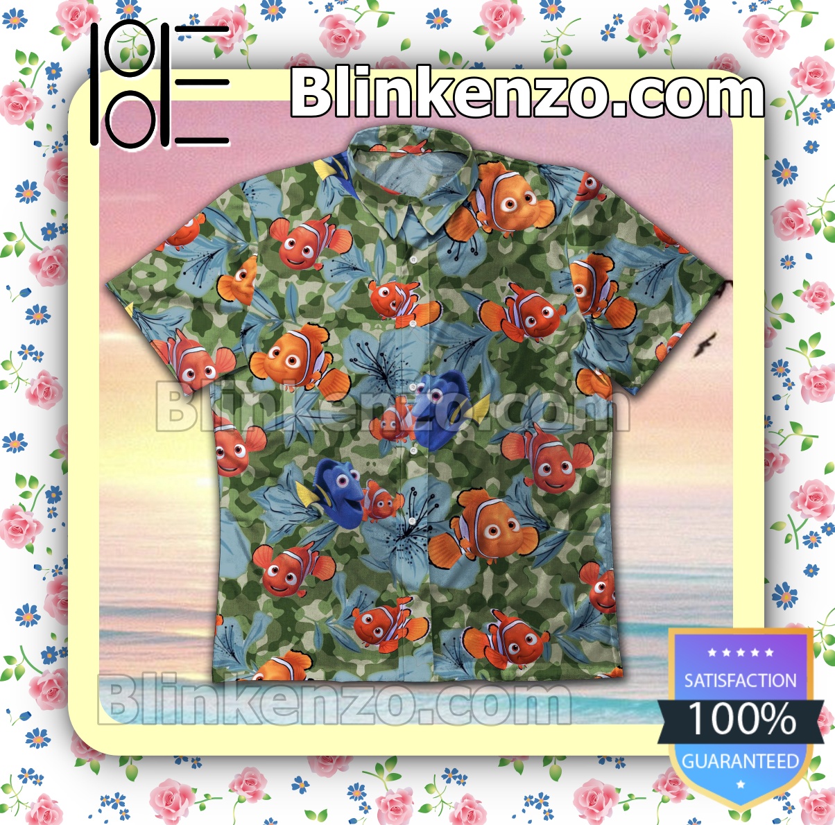 Great artwork! Finding Nemo Blue Flower Green Camo Summer Shirts