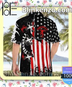 Fireball American Flag Color Summer Hawaiian Shirt c