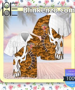 Fireball Cinnamon Whisky Skull Pattern Camo White Orange Summer Hawaiian Shirt