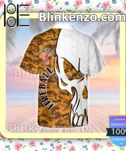 Fireball Cinnamon Whisky Skull Pattern Camo White Orange Summer Hawaiian Shirt b