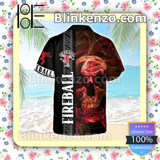 Fireball Cinnamon Whisky Smoky Red Skull Black Summer Hawaiian Shirt a