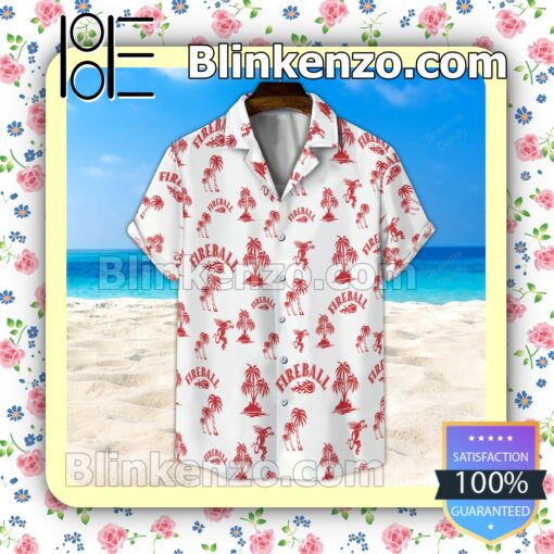 Fireball Palm Tree White Summer Hawaiian Shirt