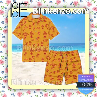 Fireball Palm Tree Yellow Summer Hawaiian Shirt c