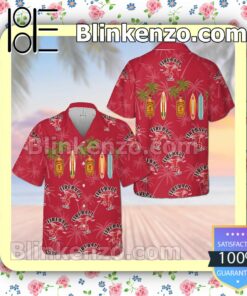 Fireball Red Summer Hawaiian Shirt, Mens Shorts