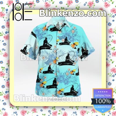 Fishing Fisherman Aqua Blue Summer Hawaiian Shirt a
