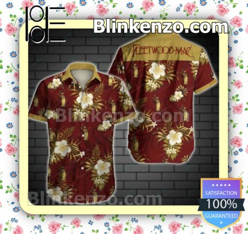 Fleetwood Mac Yellow Tropical Floral Red Summer Shirts