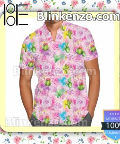 Floral Encanto's Isabela Disney Cartoon Graphics Inspired Summer Hawaiian Shirt, Mens Shorts