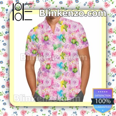 Floral Encanto's Isabela Disney Cartoon Graphics Inspired Summer Hawaiian Shirt, Mens Shorts