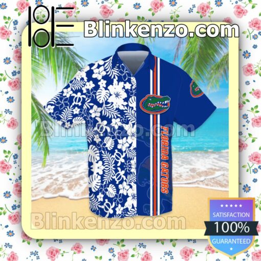 Florida Gators Flowery Neon Blue Summer Hawaiian Shirt, Mens Shorts