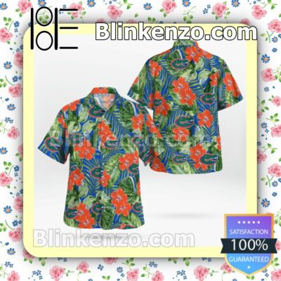 Florida Gators Logo Flowery  Summer Hawaiian Shirt, Mens Shorts