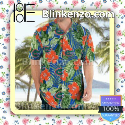 Florida Gators Logo Flowery  Summer Hawaiian Shirt, Mens Shorts a