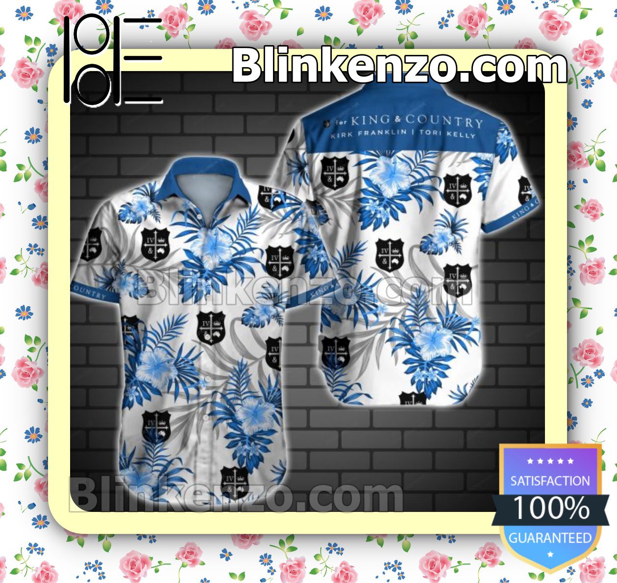 Drop Shipping For King Country Blue Tropical Floral White Summer Shirts